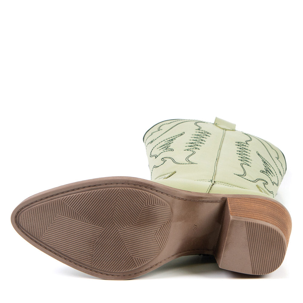 GEORGIA BOTTE DE COWBOY MENTHE EN CUIR DE CACTUS