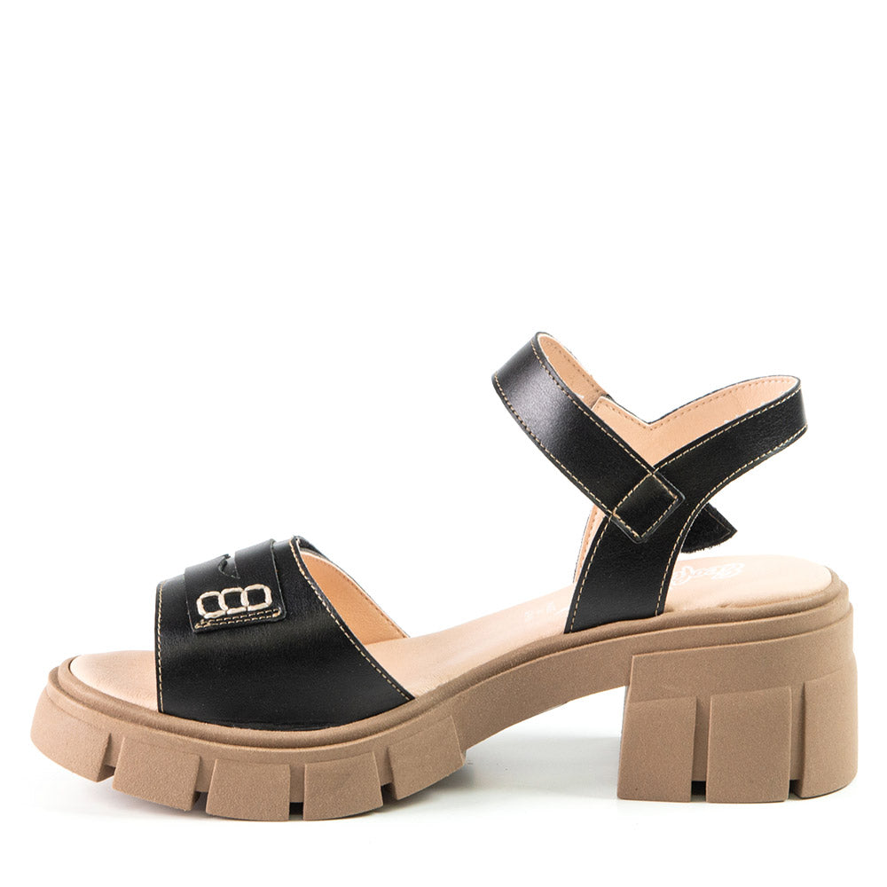 BEVERLY SANDALE NOIRE EN CUIR DE CACTUS