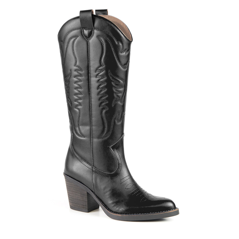 GEORGIA BOTTE DE COWBOY NOIRE EN CUIR DE CACTUS