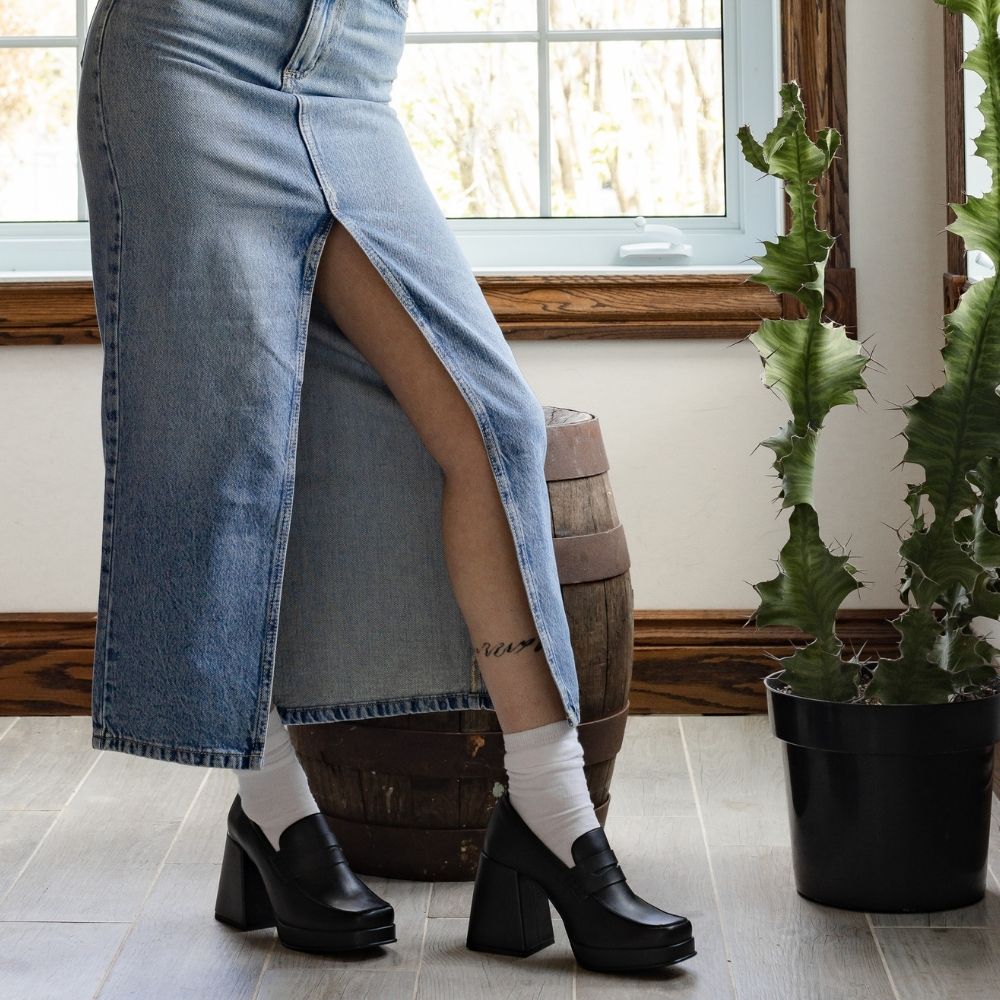GINNY LOAFER NOIR EN CUIR DE CACTUS