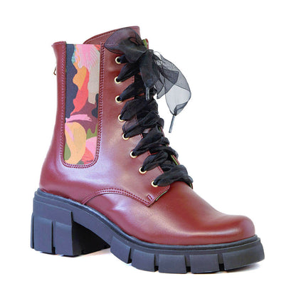 ARTEMIS Burgundy Cactus Leather Boots