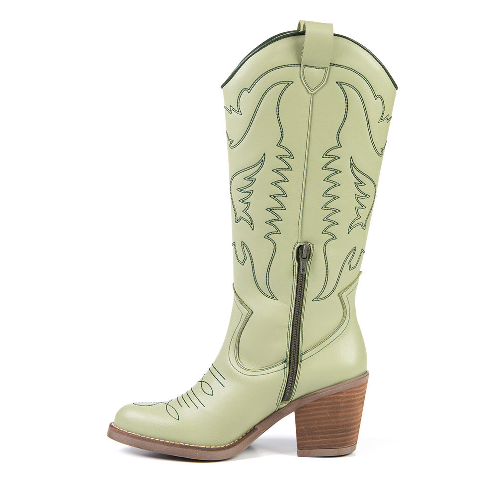 GEORGIA Mint Cactus Leather Cowboy Boot