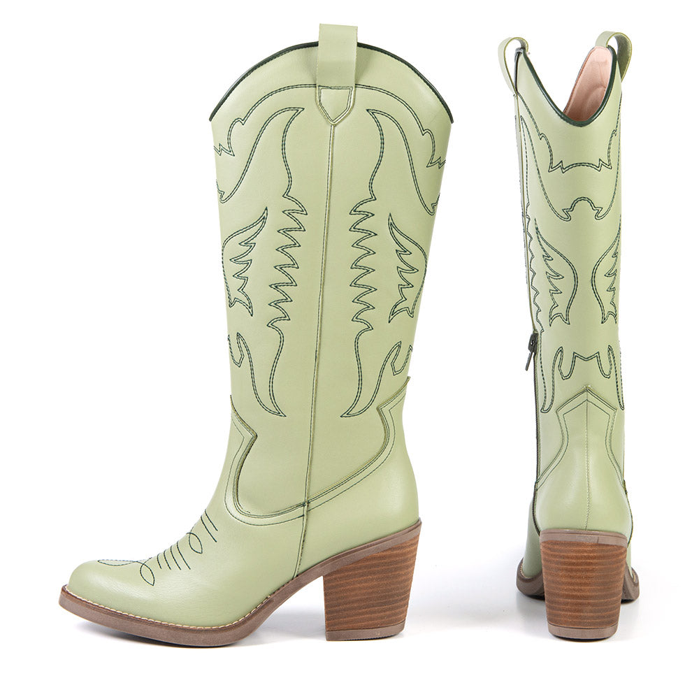 GEORGIA Mint Cactus Leather Cowboy Boot