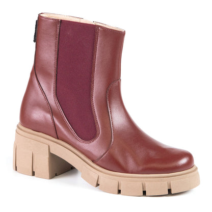 CHELSEA Burgundy Cactus Leather Bootie