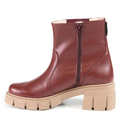 CHELSEA Burgundy Cactus Leather Bootie