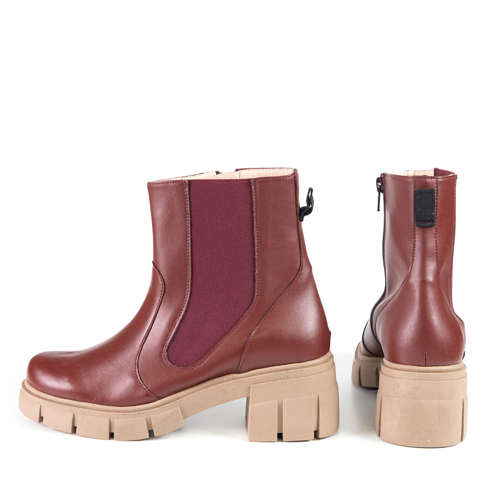 CHELSEA Burgundy Cactus Leather Bootie