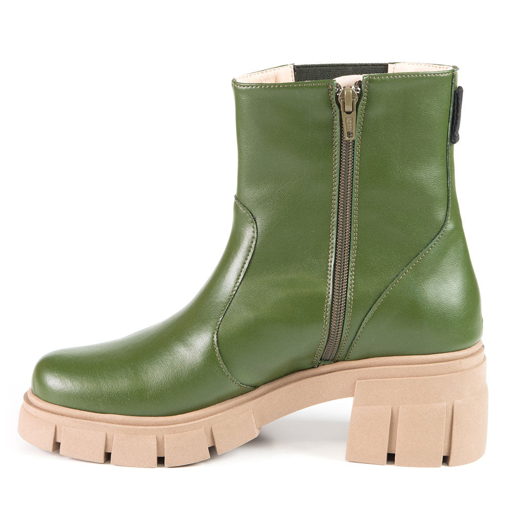 CHELSEA Green Cactus Leather Bootie