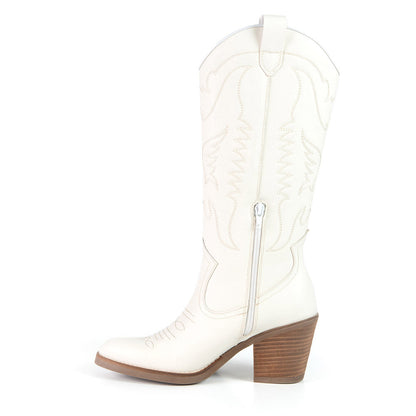 GEORGIA White Cactus Leather Cowboy Boot