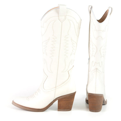 GEORGIA White Cactus Leather Cowboy Boot