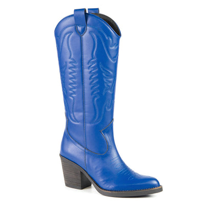 GEORGIA Blue Cactus Leather Cowboy Boot