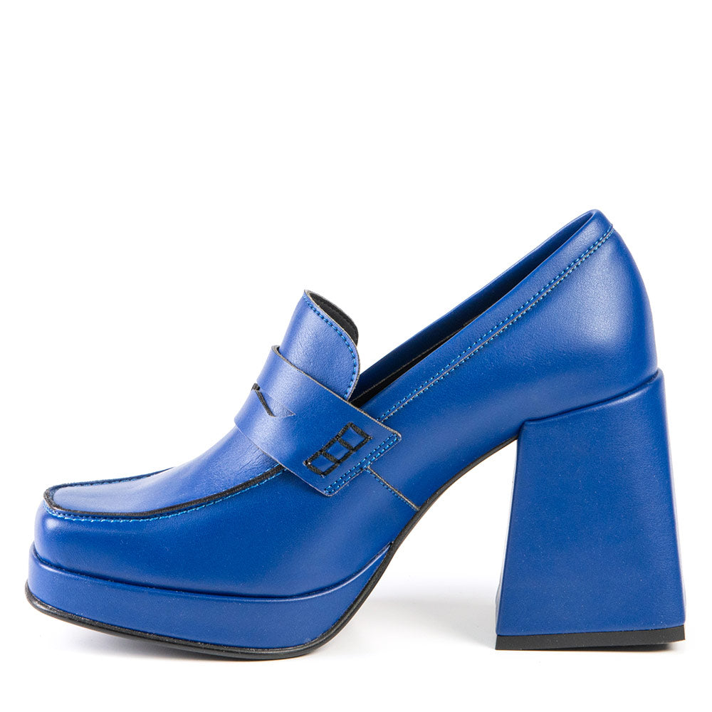 GINNY Blue Cactus Leather Loafer