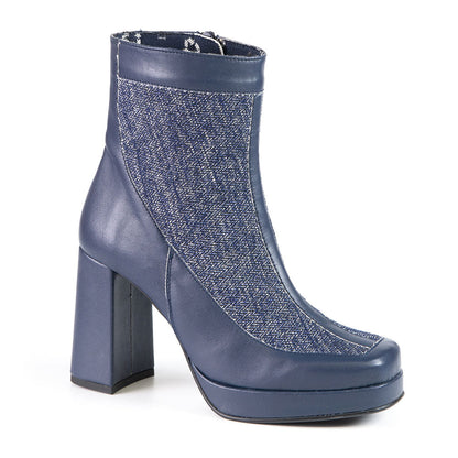 MAGALIE Blue Recycled Material Heeled bootie