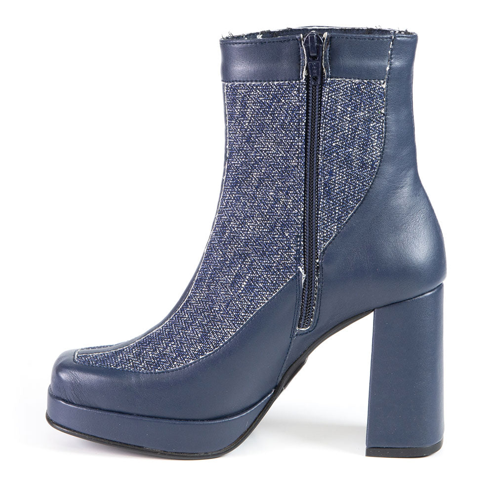 MAGALIE Blue Recycled Material Heeled bootie