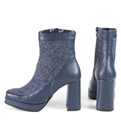 MAGALIE Blue Recycled Material Heeled bootie