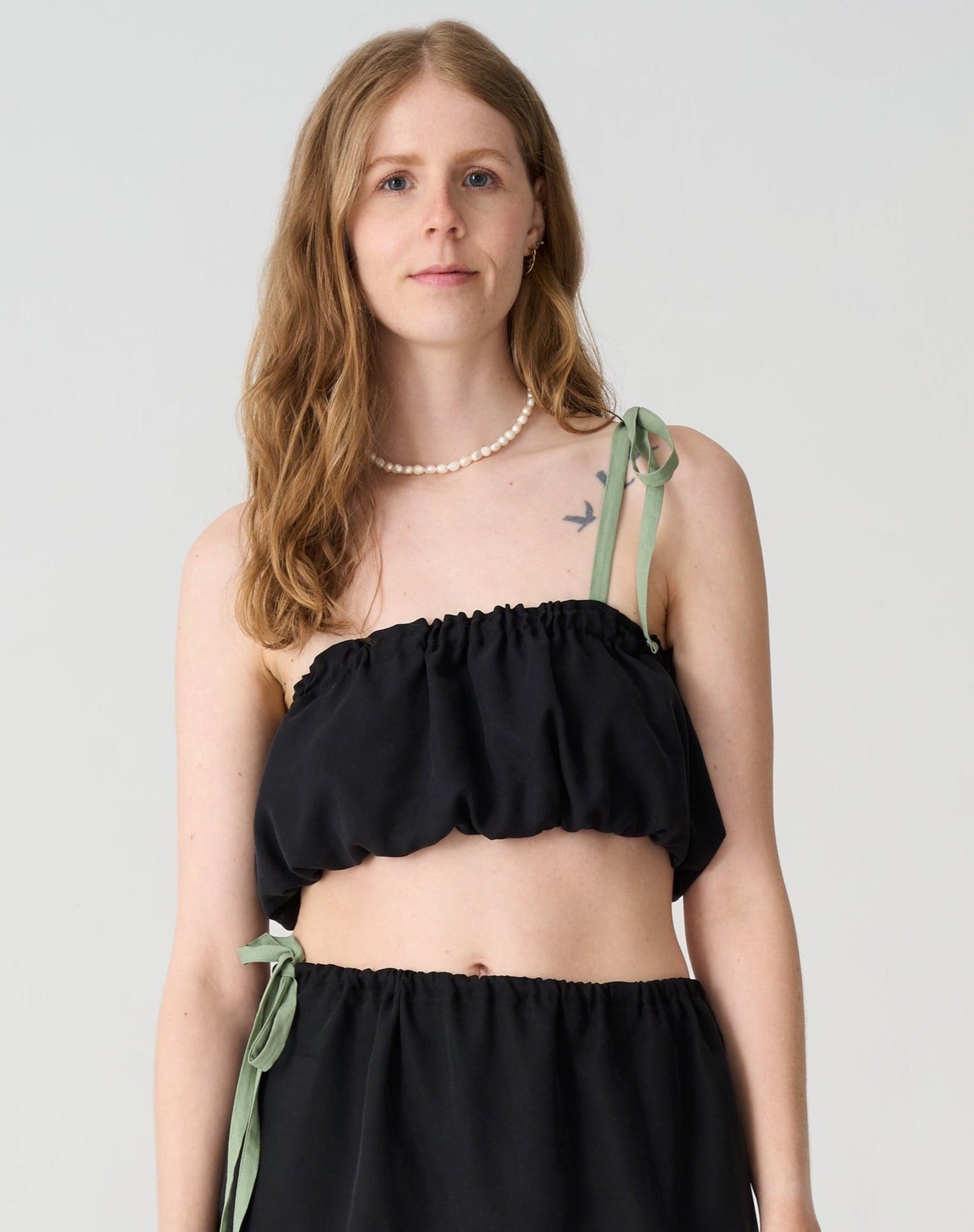 PLEATED TOP MADE FROM RECYCLED FABRICS - ONE SIZE